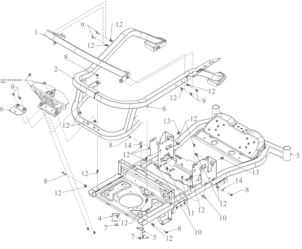 Frame Diagram and Parts List for ZT3-60KW (17AZEAC5010)(2021) Cub Cadet Lawn Tractor